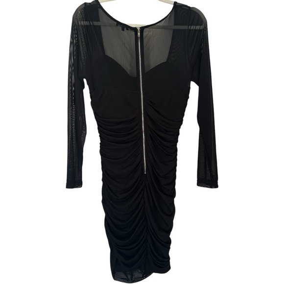 Fashion Nova Black Mesh Long Sleeve Mini Dress Size 1X - Picture 6 of 10